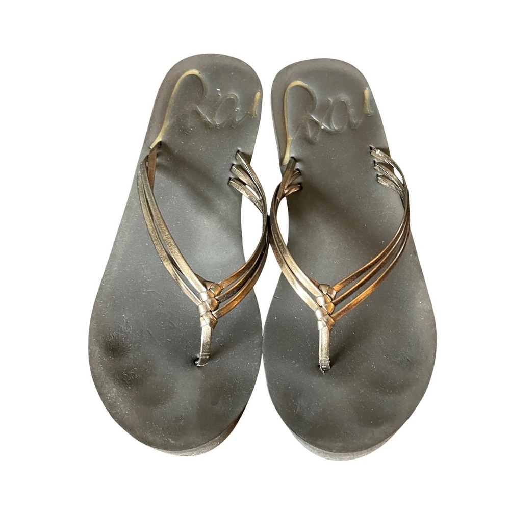 Roxy Wedge Flip Flops Women Size 8 Bronze Brown Summer Beach Platform Sandals